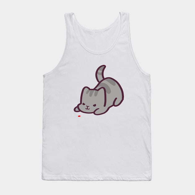 Cute Kitty Cat vs Big Red Dot Tank Top by ThumboArtBumbo